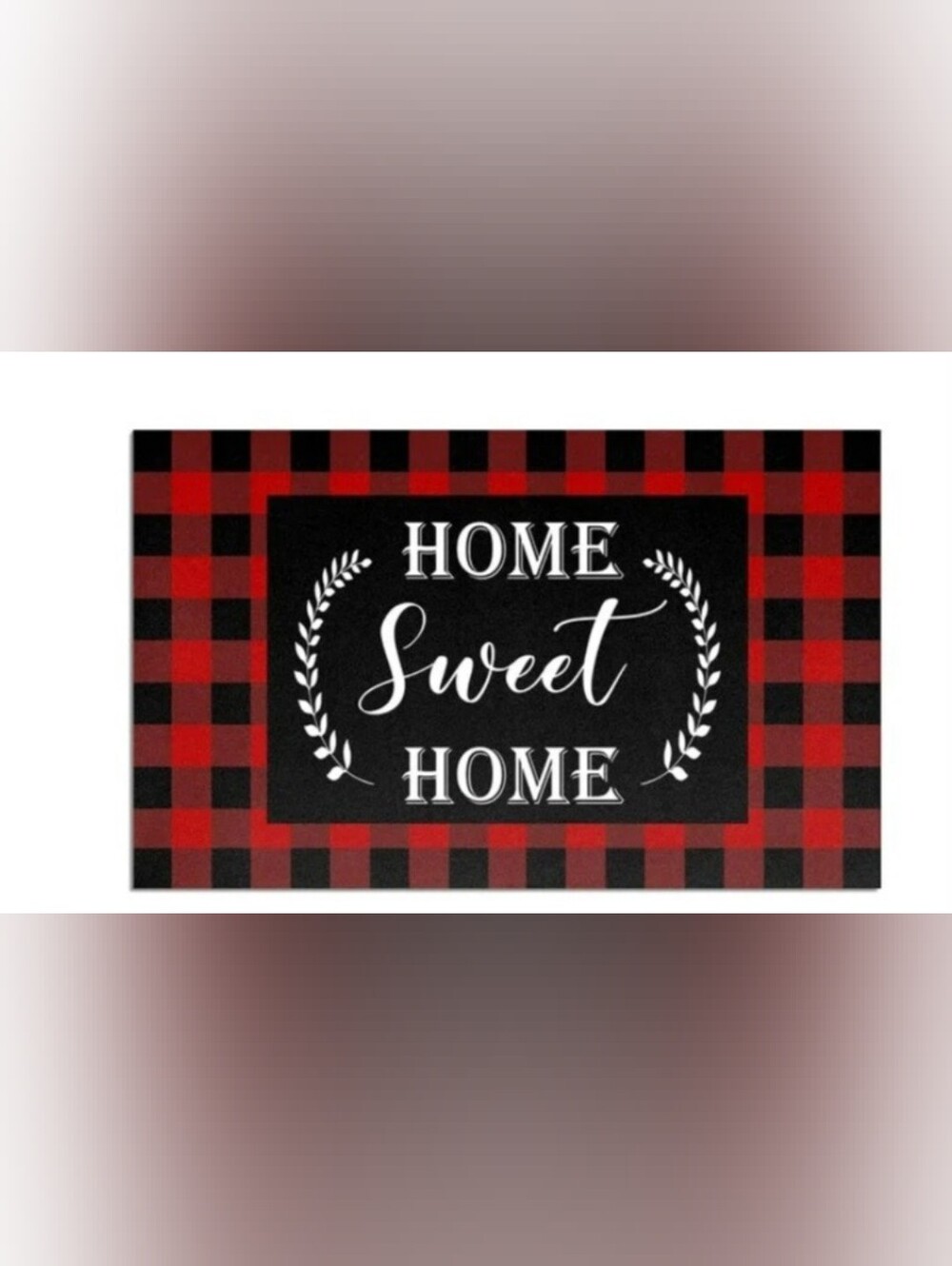 NWT Home Sweet Home 2 Pc Buffalo Plaid Kitchen Mat Set w/ 2 Pc Dish Towel Set.